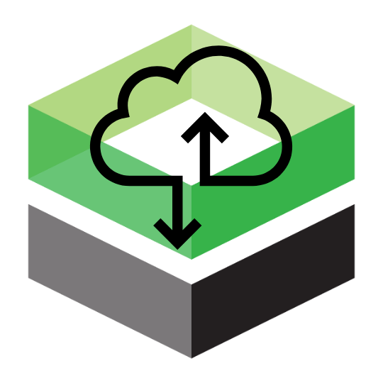 The Cornerstone Technologies cube logo with a graphic of a cloud with arrows coming and going from the bottom, on top.